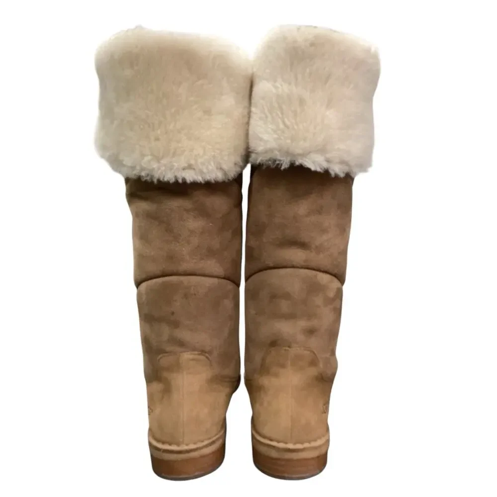 UGG Tall Boots Women’s Size 7 ‘Samantha’ Suede And Sheepskin Camel Color